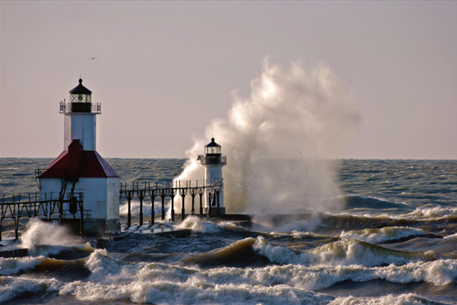 St. Joseph Lighthouse On Lake Michigan: A Frozen Lighthouse