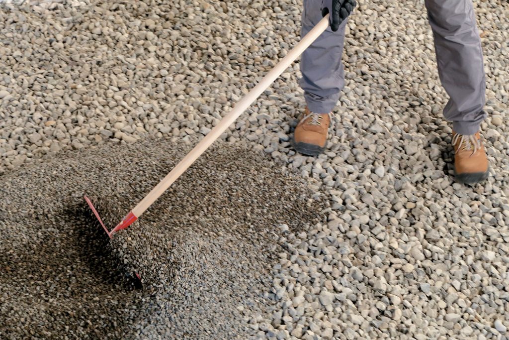 laying a gravel patio with flexible gravel grids