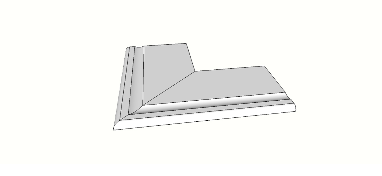 Surface bullnose flared edge <span style="white-space:nowrap;">12"x24"</span>   <span style="white-space:nowrap;">thk. 20mm</span>