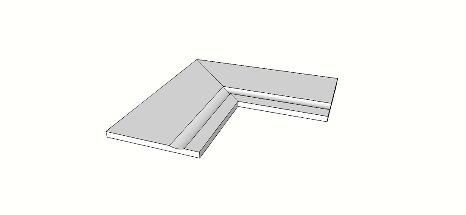 Flared Straight edge full internal angle (2 pcs) <span style="white-space:nowrap;">12"x24"</span>   <span style="white-space:nowrap;">thk. 20mm</span>