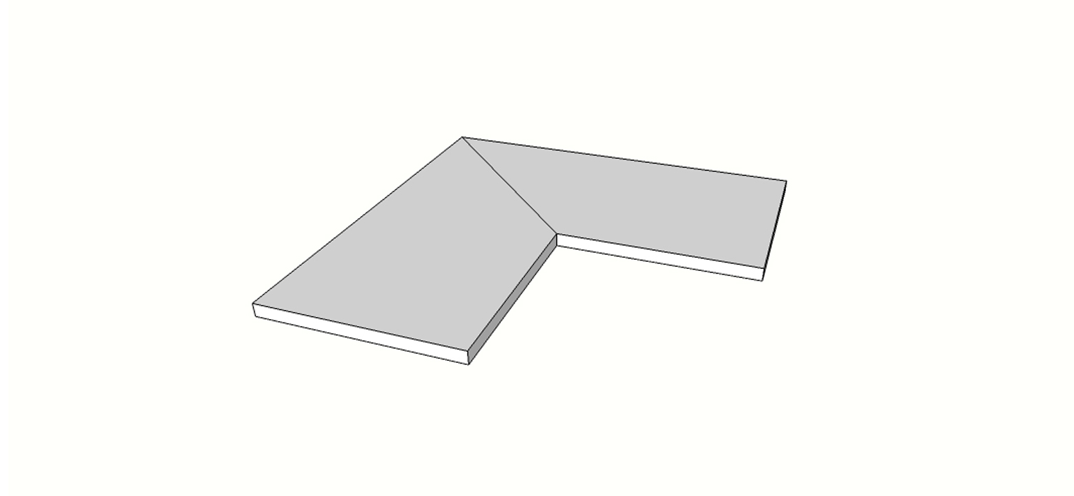 Bullnose surface flared edge full external angle (2 pcs) <span style="white-space:nowrap;">12"x24"</span>   <span style="white-space:nowrap;">thk. 20mm</span>