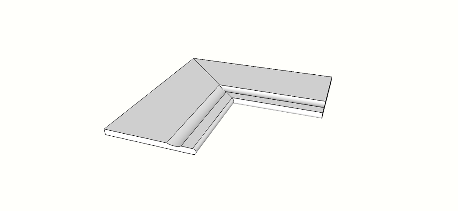 Flared rounded edge full internal angle (2 pcs) <span style="white-space:nowrap;">12"x24"</span>   <span style="white-space:nowrap;">thk. 20mm</span>