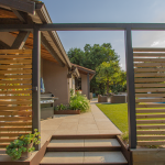 Garden terrace travertine tiles